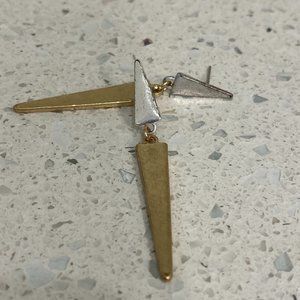 Silver & Gold Triangle Earrings